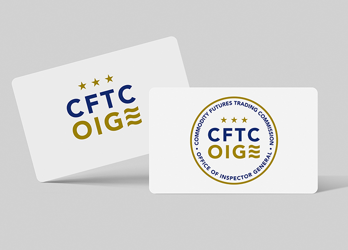 CFTC OIG logo in a bold sans-serif font and subtle US flag elements.