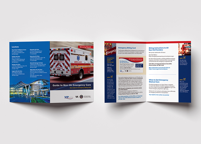 Four-panel emergency care guide displayed open.